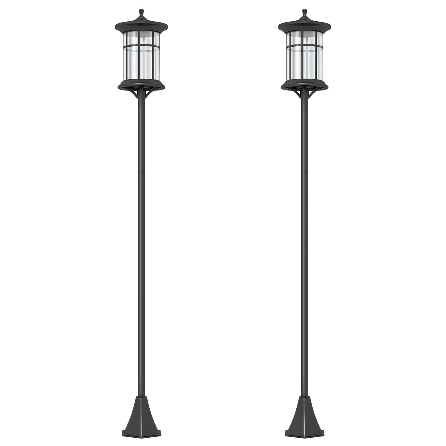 Outsunny Set of Two 1.8m Traditional Style Solar Lamp Posts - Black