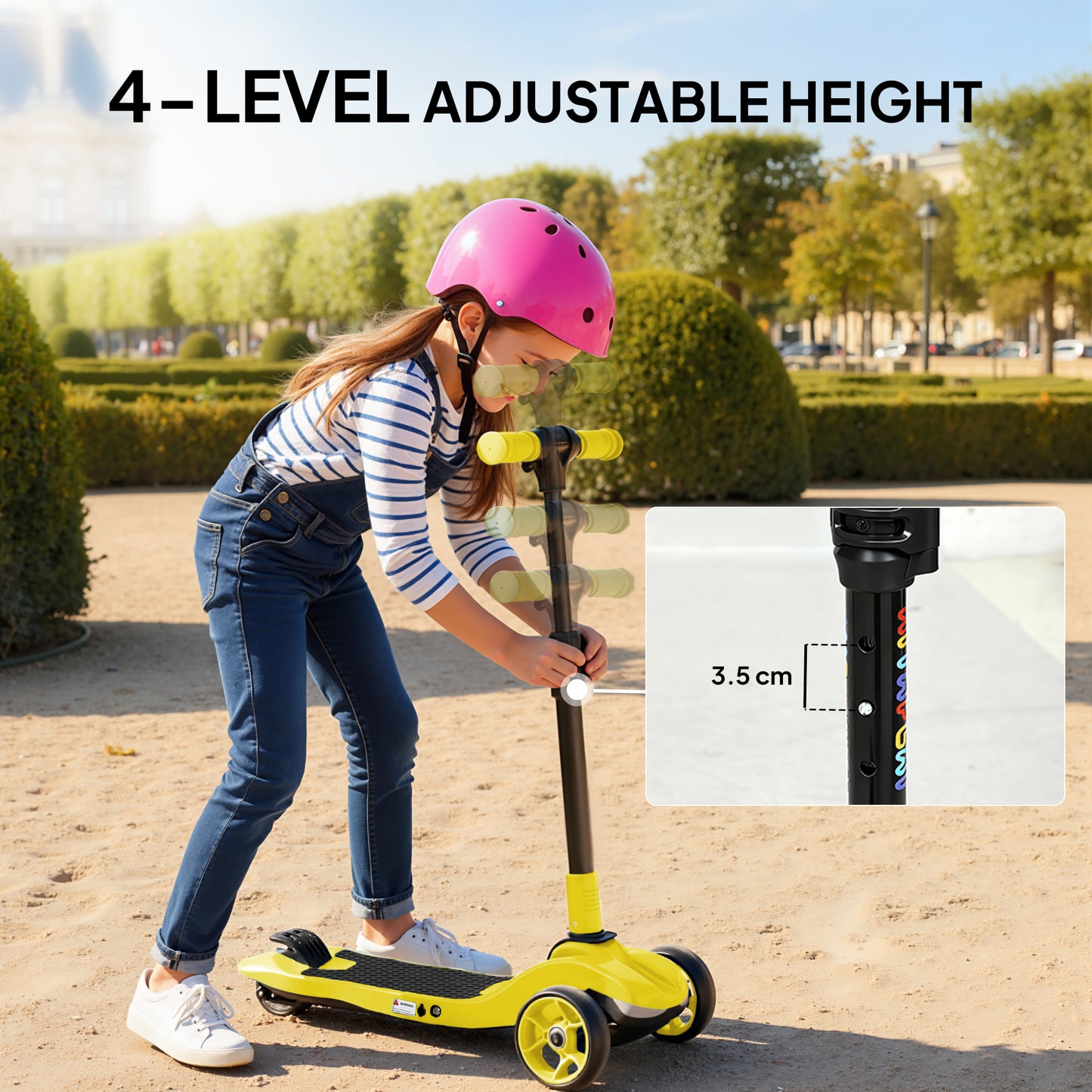 AIYAPLAY Three-Wheel Foldable Electric Scooter for Kids Aged 6-10 Years, Yellow