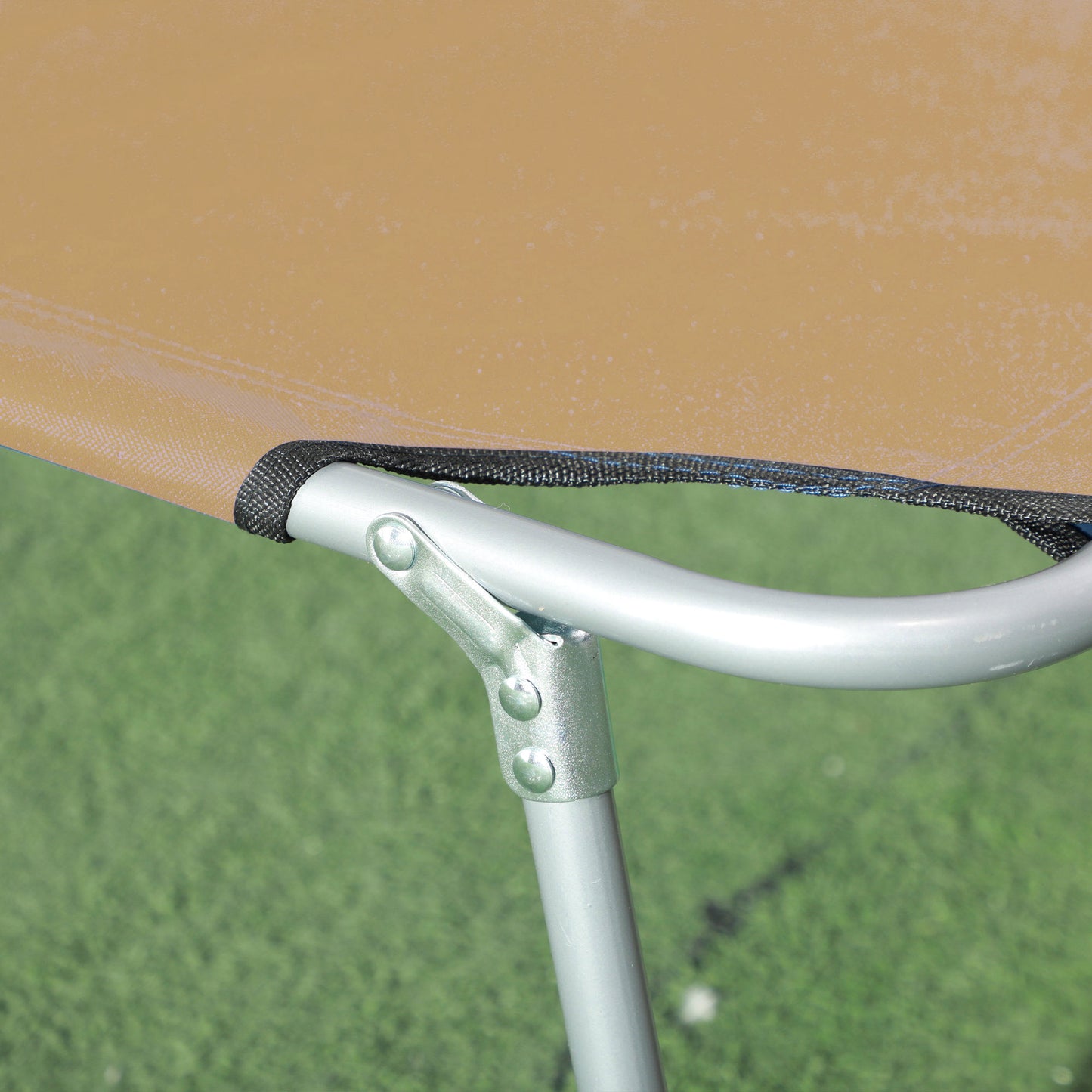 Outsunny Outdoor Sun Lounger, Adjustable Backrest, Sun Shade Awning, Tan