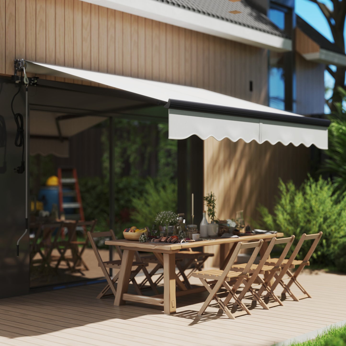 Outsunny Electric Awning, 2.5 x 2m, Remote Controlled, Aluminum Frame, UV30+ Sun Shade Canopy for Patio Door/Window, Light Grey