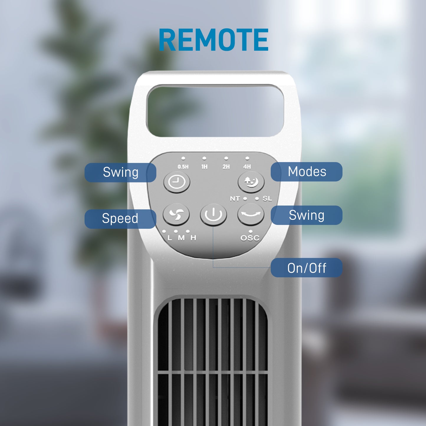 HOMCOM 31" Oscillating Tower Fan with Remote Control, 4H Timer, 3 Speed 3 Modes, Quiet Electric Floor Standing Fan for Home Bedroom Office, Silver