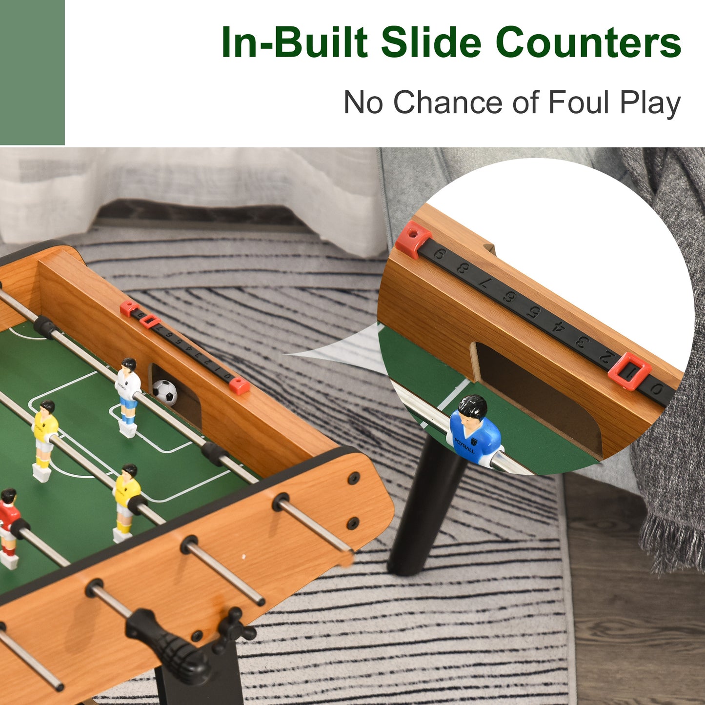HOMCOM Folding Foosball Gaming Table Mini Football Soccer Table for Family Fun Kids Toy