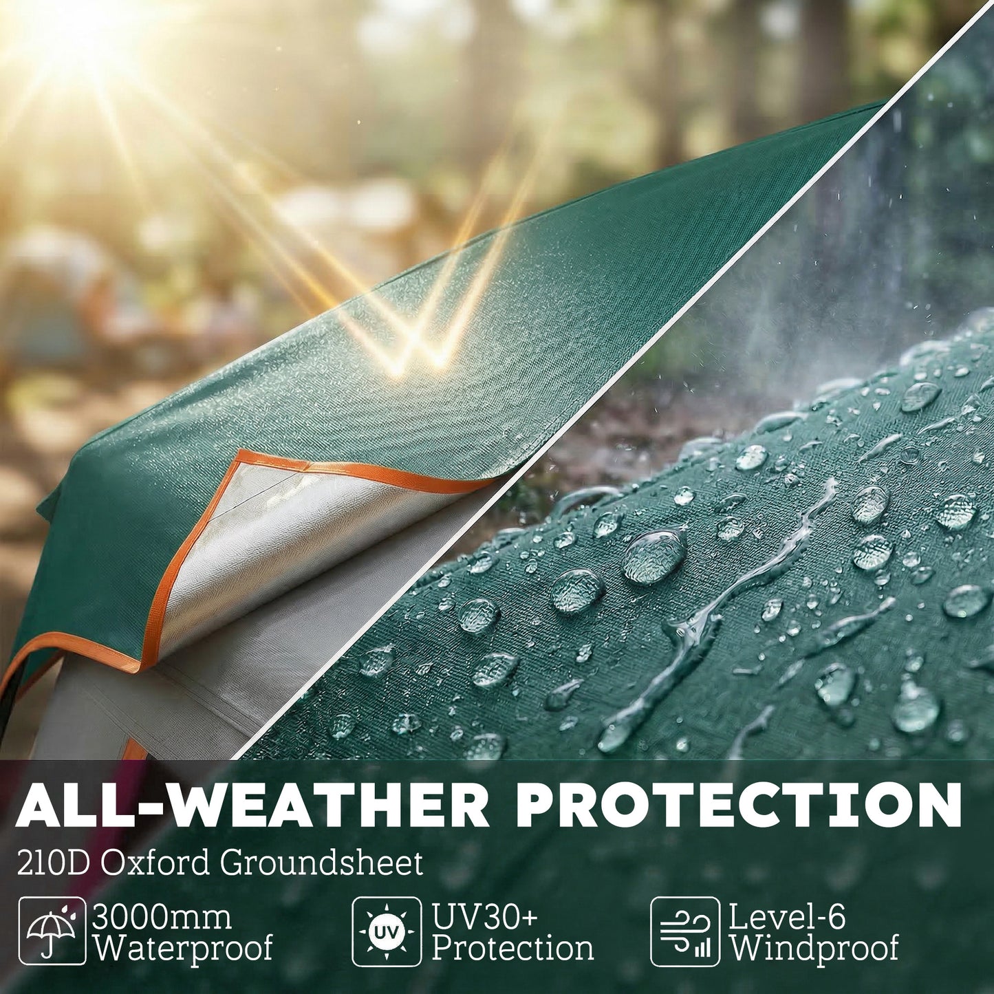 Outsunny Cabin Tent Easy Setup 3000mm Waterproof Camping Tent 4 Person with Carrying Bag Green