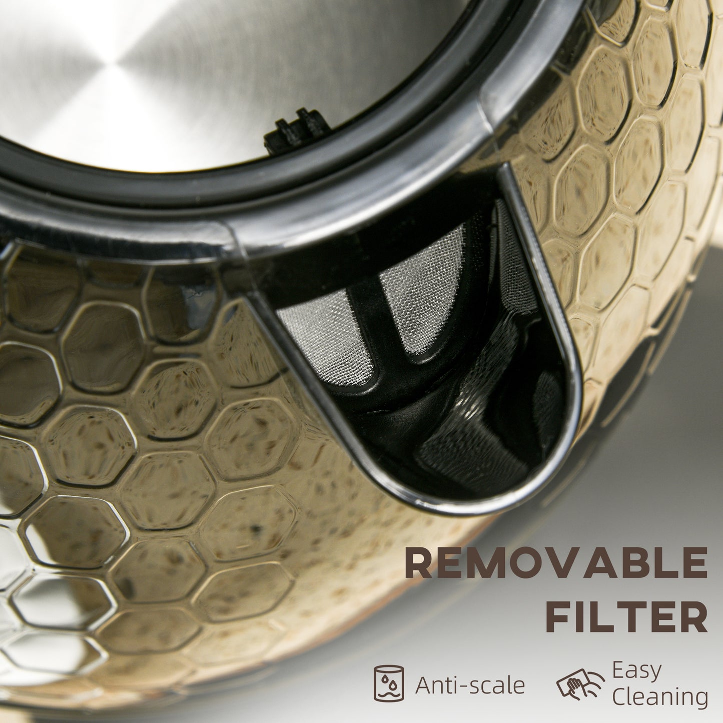 HOMCOM Electric Kettle, 1.7L, Fast Boil, 3kW Water Kettle with Removable Washable Anti-scale Filter, Auto Shut-off, 360° Swivel, BPA Free, Black