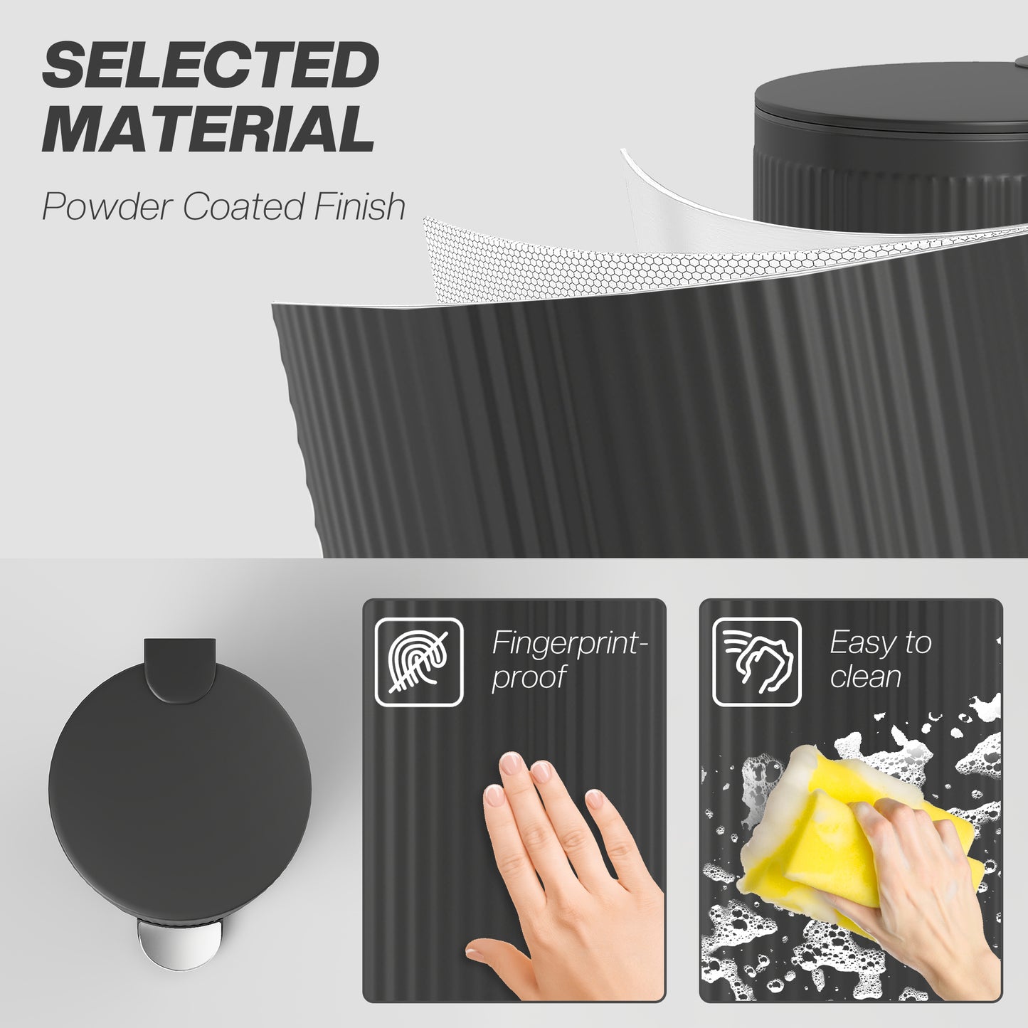 HOMCOM 30L Pedal Kitchen Bin with Soft Close Lid and Removable Inner Bucket, for Kitchen, Office, Home, Black