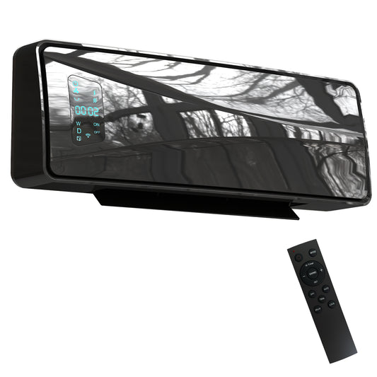 HOMCOM 2000W Wall-mounted Ceramic Electric Heater with Fan, Adjustable Thermostat - Black