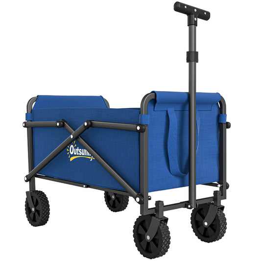 Outsunny 41L Festival Trolley on Wheels, 60kg Heavy Duty Collapsible Folding Cart, Adjustable Handle, Carrying Bag, Blue