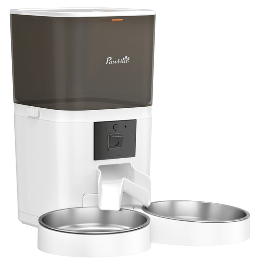 PawHut Automatic Cat Feeder for 2 Cats with HD Camera，2.4G & 5G WiFi Pet Food Dispenser 6L APP Control