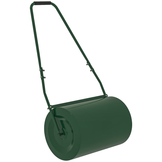Outsunny 63 L Heavy Duty Water Or Sand Filled Ø30cm Garden Steel Lawn Roller Drum - Dark Green
