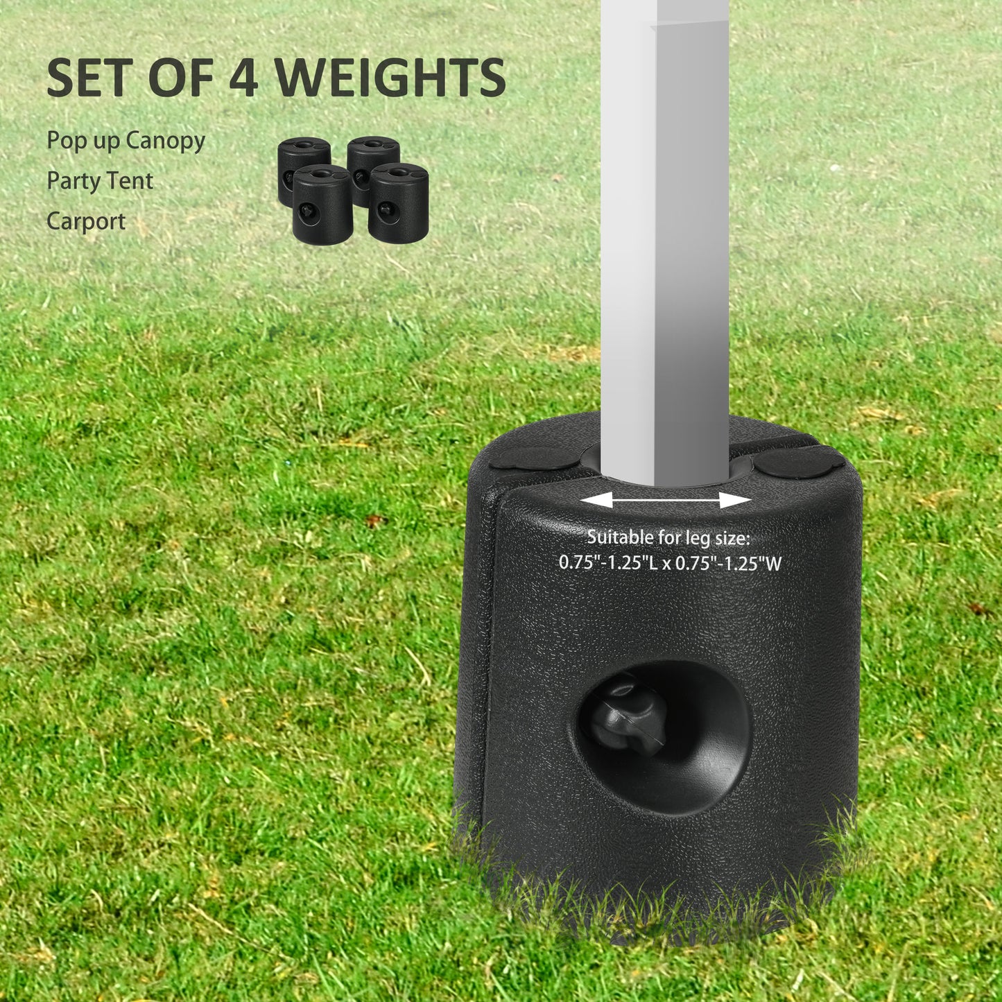 Outsunny HDPE Tent Weights Set of 4, Canopy Weights, Fill Water or Sand, 48KG