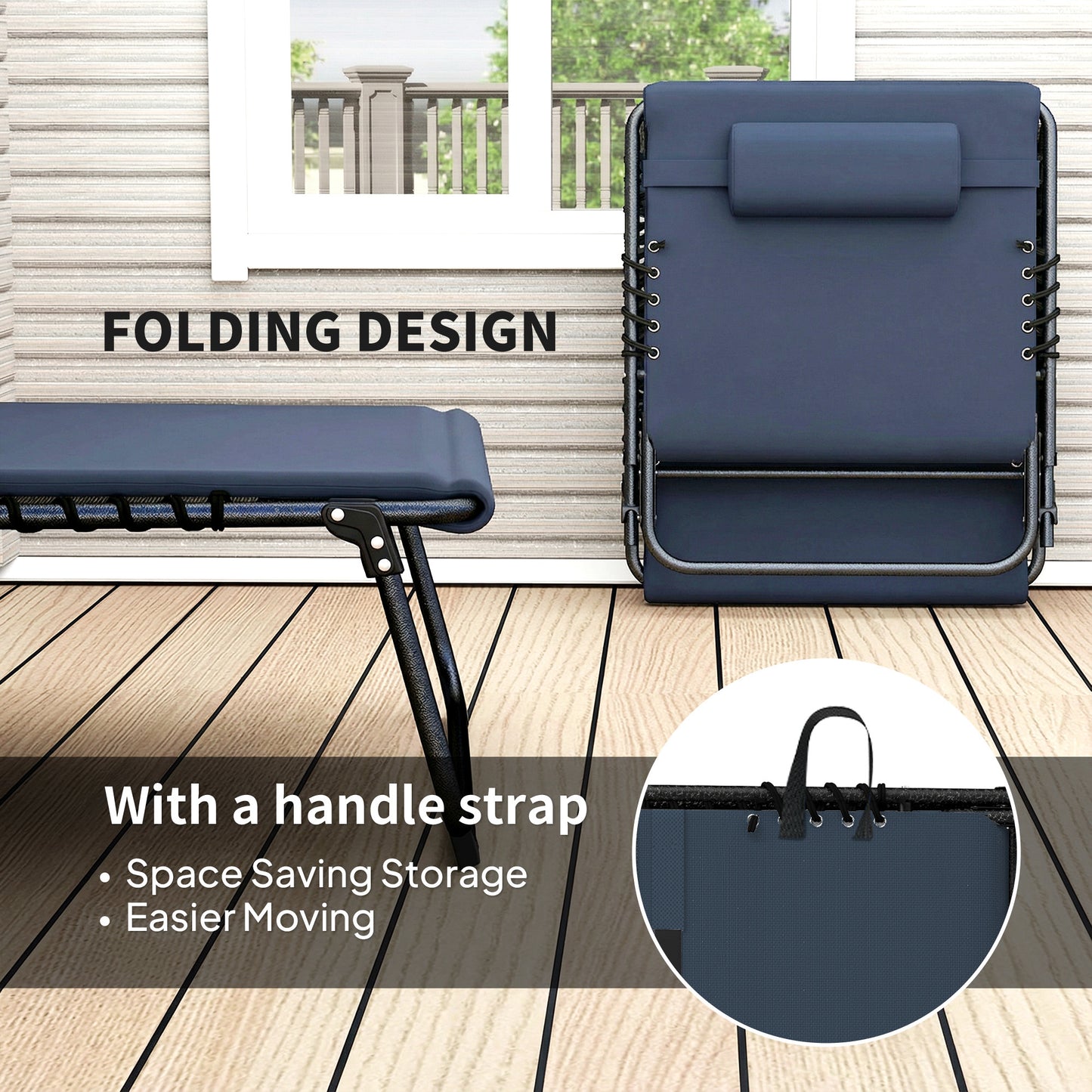 Outsunny Set of Two Reclining Sun Loungers Blue