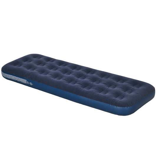 Outsunny Single Air Mattress with Hand Pump, Portable Air Bed with Flocked Surface, 191 x 73 x 22cm, Blue