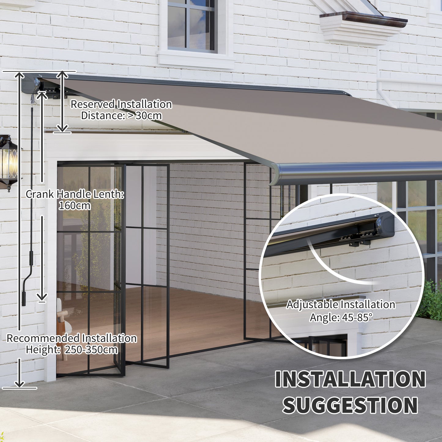 Outsunny Electric Awning, 3.5 x 3 m, Aluminum Frame, Remote Controlled, UV50+ Sun Shade Canopy for Patio, Garden, Door, Window, Light Grey