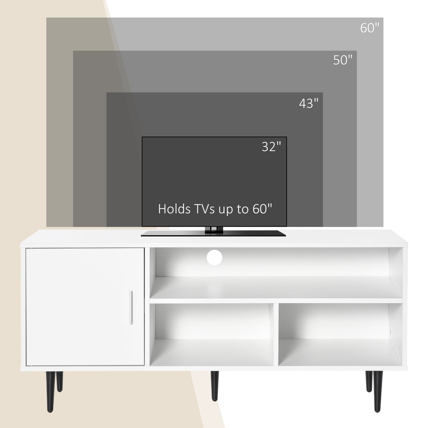 HOMCOM TV Stand Cabinet for TVs up to 60 Inches - White