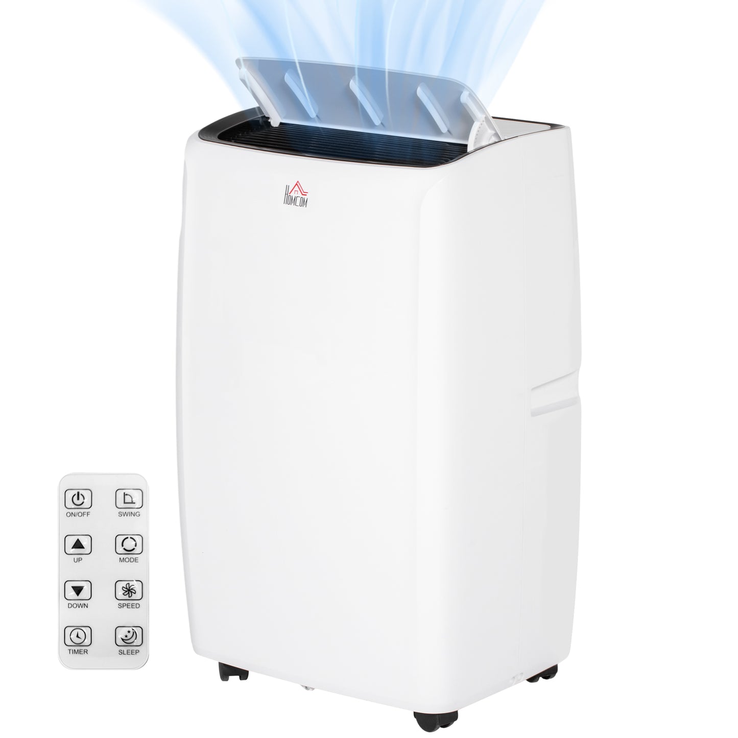 HOMCOM 14,000 BTU Mobile Air Conditioner for Room up to 40m with Dehumidifier Sleep Mode 24H Timer On/off Wheels