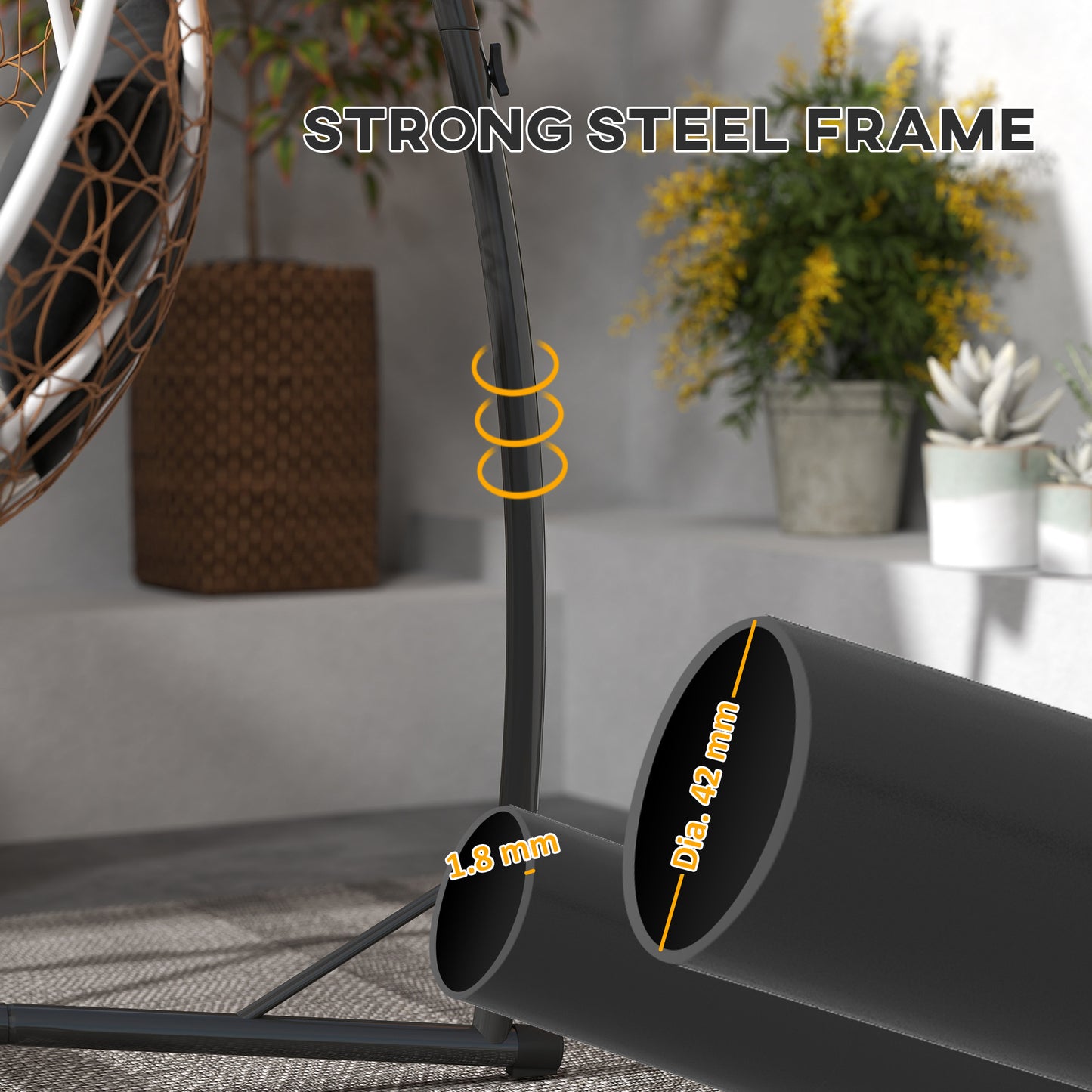 Outsunny Hammock Chair Stand Only, X-Shape Base, Heavy Duty Steel Frame, 150 KG Load, Indoor/Outdoor, Black