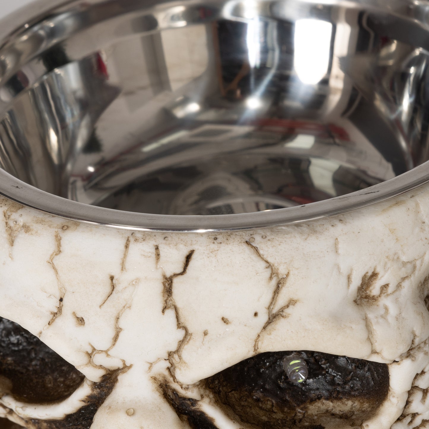 HOMCOM Skeleton Candy Bowl Halloween Prop with Sound Activation, Light-Up Eyes, Sound Effects for Haunted House, 14cm 5.5", Outdoor Decor - Black