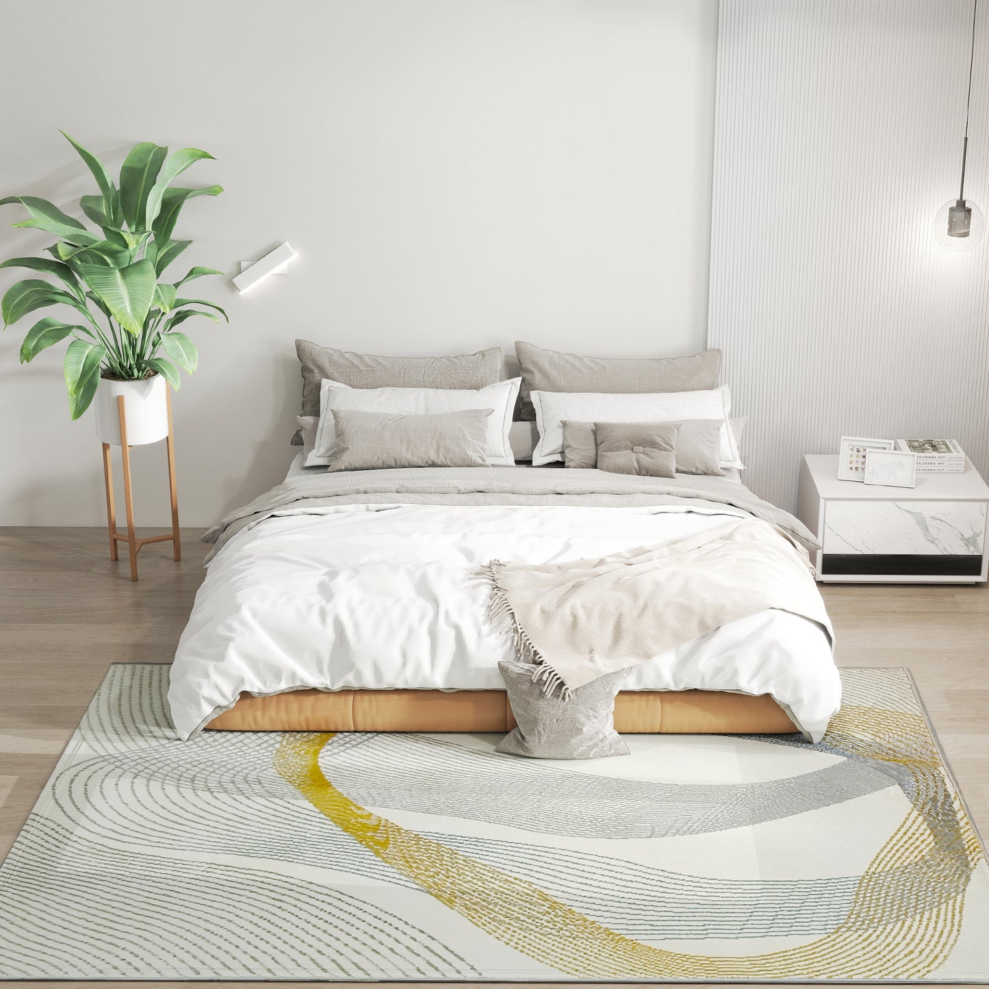 HOMCOM Modern Area Rug, Machine Washable, Allergy-Friendly, for Living Room, Bedroom, Dining Room, Home Office, 230x160 cm, Cream White