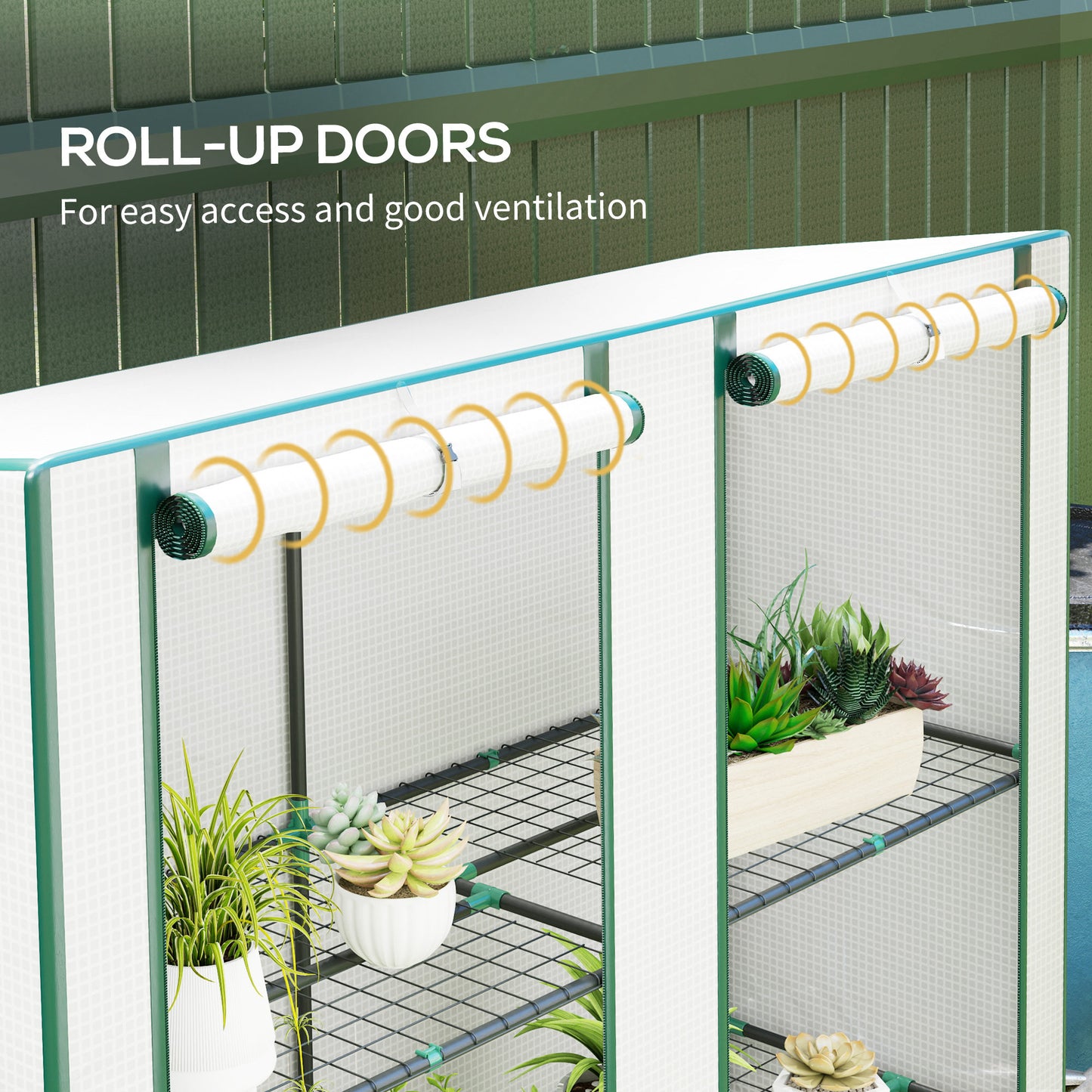 Outsunny Three-Tier Mini Greenhouse - Green Border