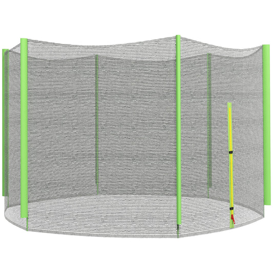 SPORTNOW 10ft Trampoline Net Replacement with 6 Plastic Pole Covers, Weather-Resistant with Zipped Entrance, Poles Not Included, Green