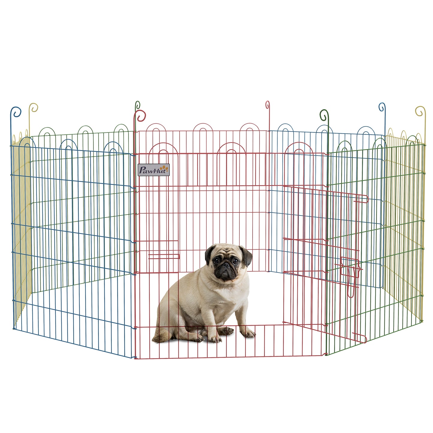 PawHut Pet Playpen Crate, with Eight Panels, Door, for Indoors and Outdoors, 60H x Ø156cm