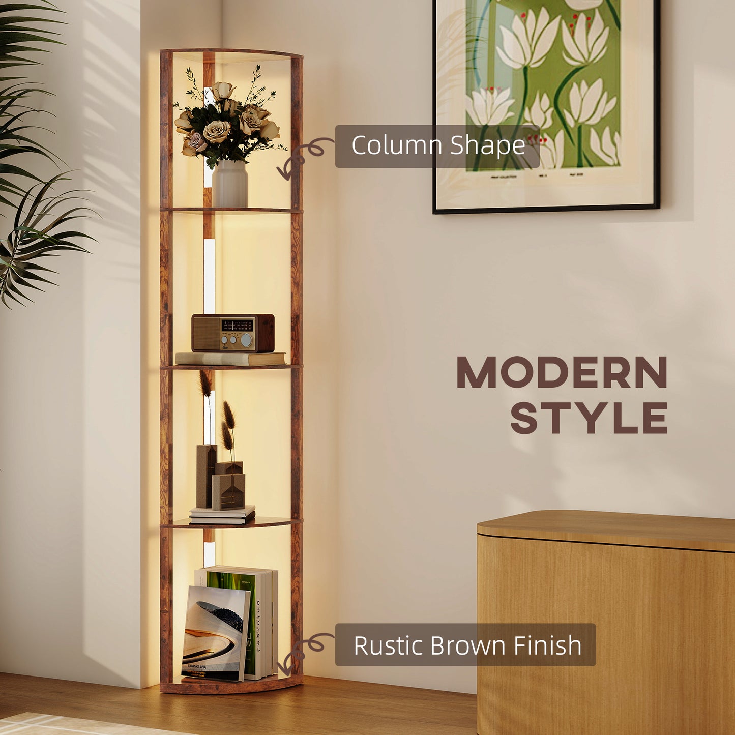 HOMCOM Three-Tier Corner Floor Lamp