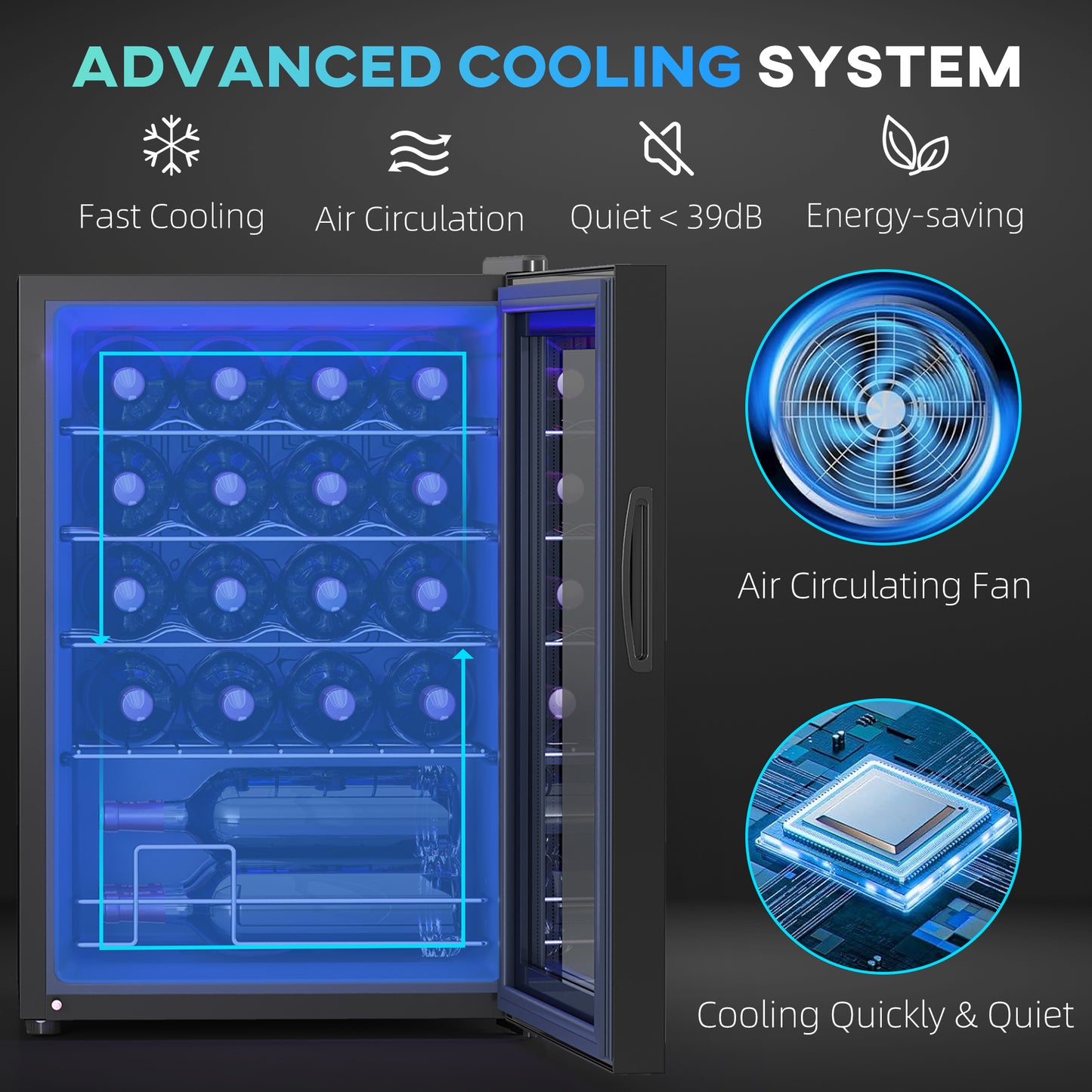 HOMCOM 20 Bottle 5-18°C Countertop Wine Fridge - Black