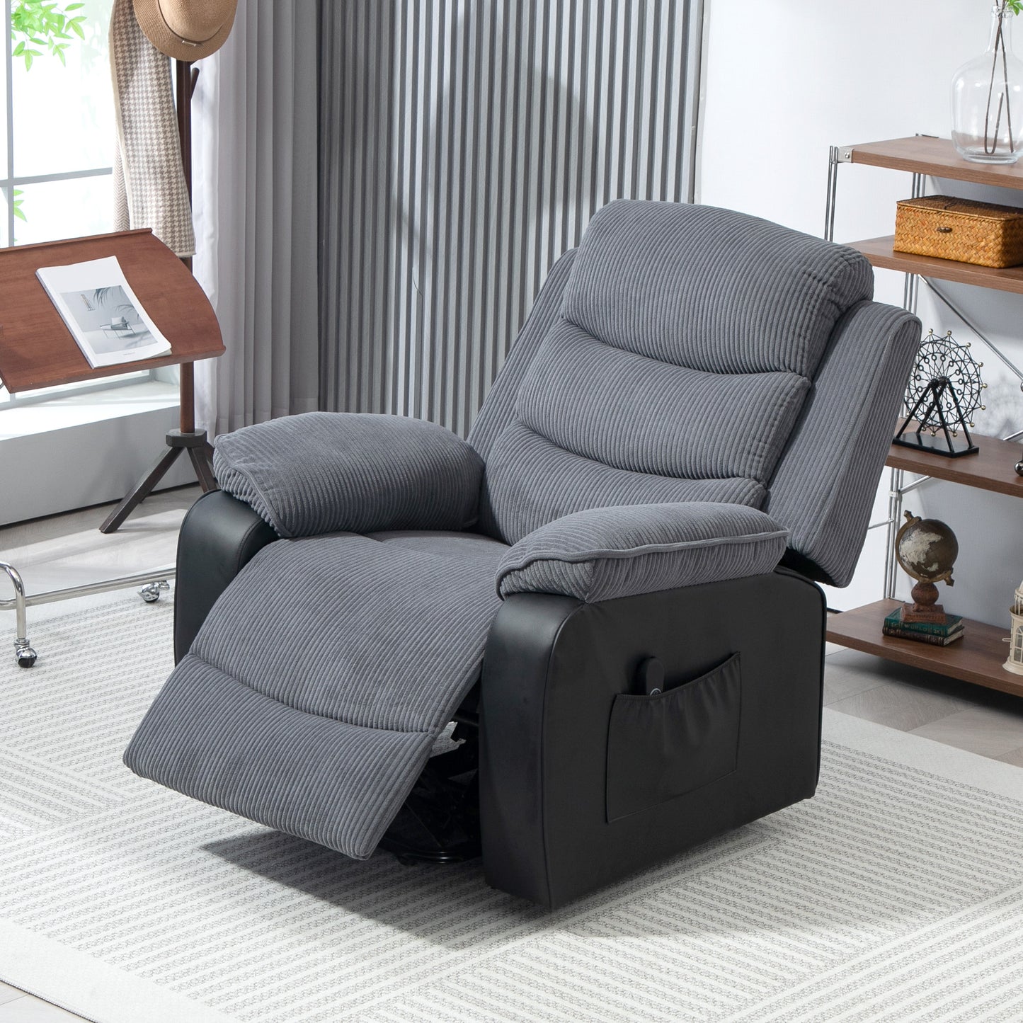 HOMCOM Power Lift Recliner Chair, Patchwork Oversized Electric Armchair, Dark Grey