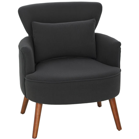 HOMCOM Corduroy Retro Accent Chair - Black
