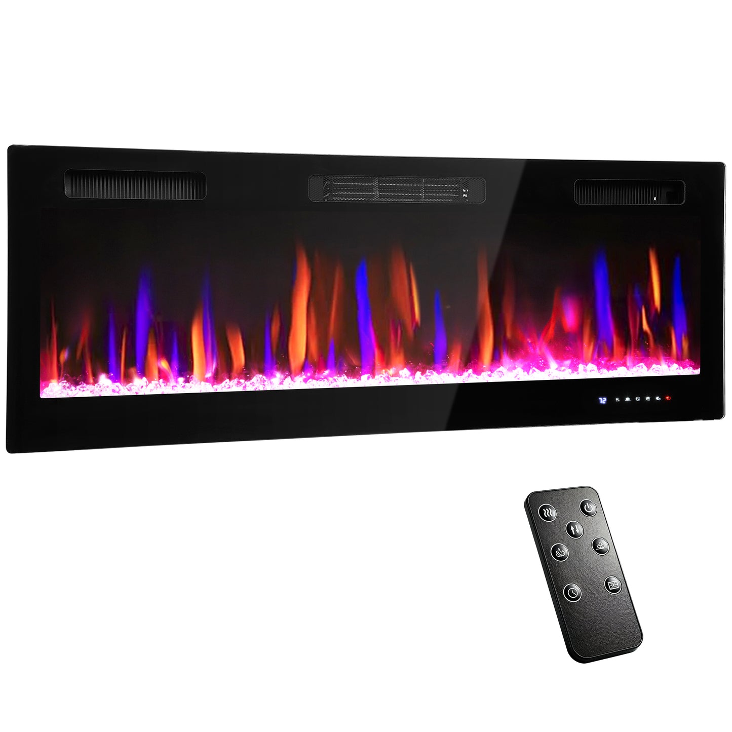 HOMCOM 50" Ultra-Slim Electric Fireplace, Wall Mounted and Recessed, 900W/1800W