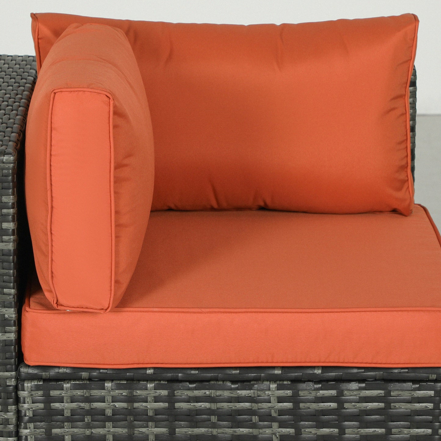 Outsunny Rattan Garden Furniture Set, Sofa & Coffee Table, Orange