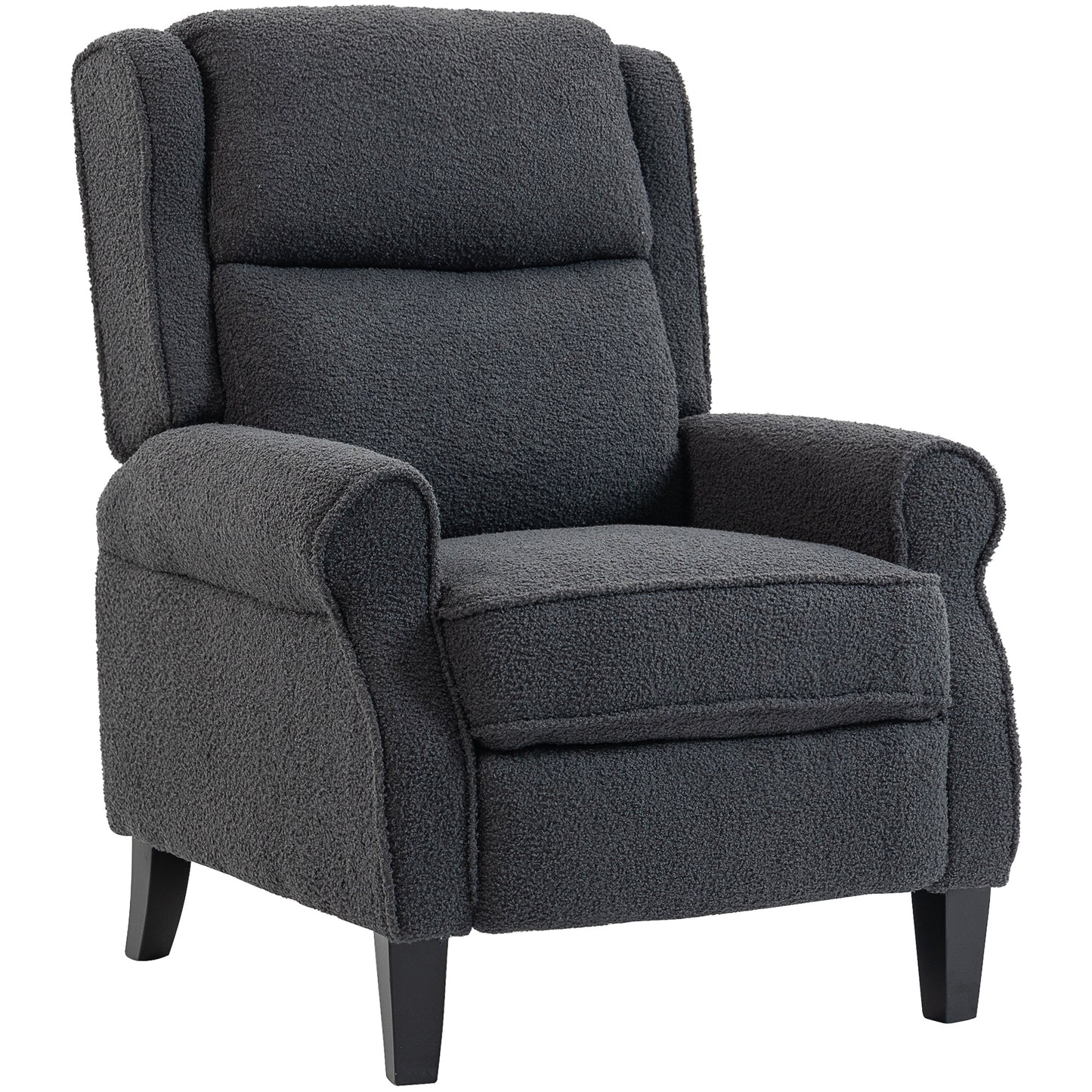 HOMCOM Recliner Armchair with Extended Leg Rest - Charcoal Grey