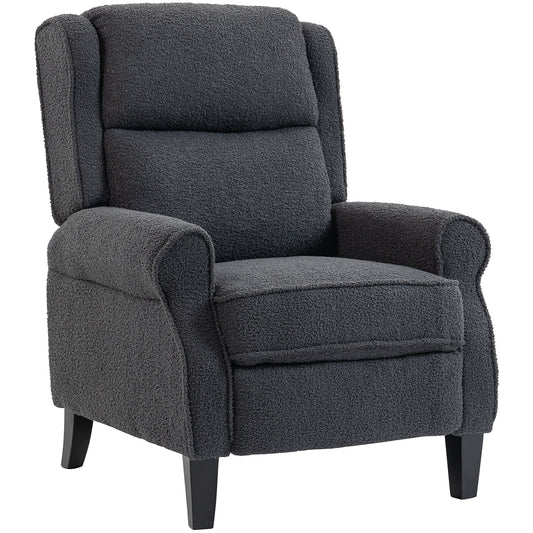 HOMCOM Recliner Armchair with Extended Leg Rest - Charcoal Grey