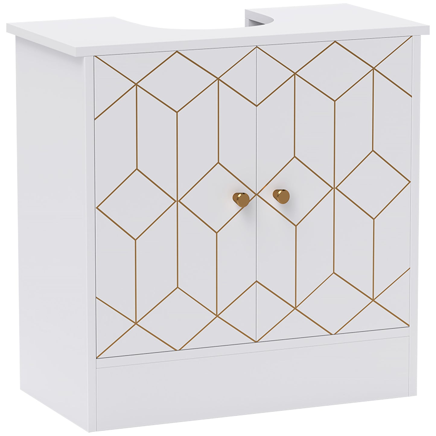 HOMCOM Under Sink Bathroom Cabinet, Adjustable Shelf & Open Compartment, Fits Basin with/without Pedestal, 60x30x60cm, White