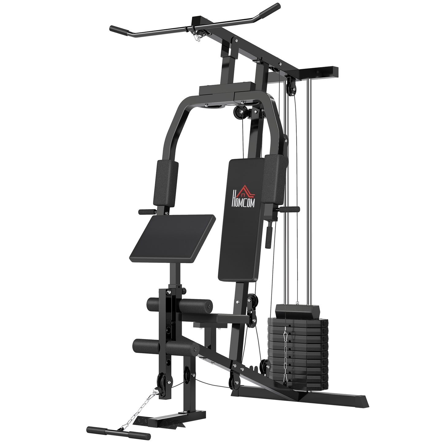 HOMCOM Multi Gym Equipment, 45KG Weight Stack, Chest Press, Butterfly Press & Leg Developer for Strength Training