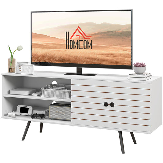 HOMCOM Duo Storage TV Unit, with Striped Door Large White