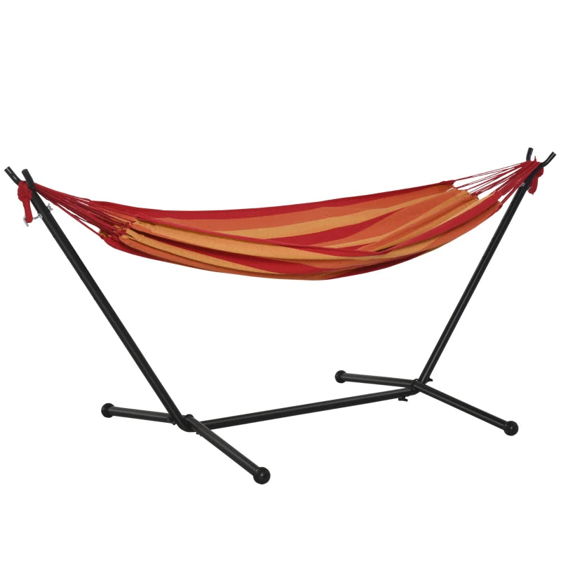 Outsunny 277 x 121cm Hammock with Metal Stand Portable Carrying Bag 120kg Red Stripe