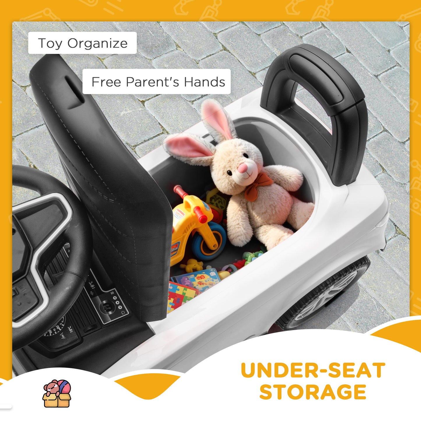 AIYAPLAY Land Rover Licensed Toddler Ride on Car with Horn, Engine Sounds, Under-Seat Storage, for 18-36 Months, White