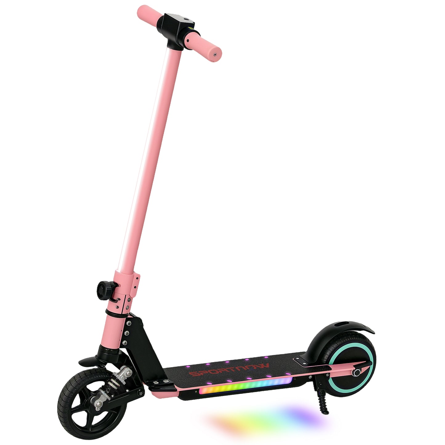 SPORTNOW Folding Kids Electric Scooter 6-14, Dual Brakes, Suspension, LED Lights, 6.8kg, 14 KM/H, Pink