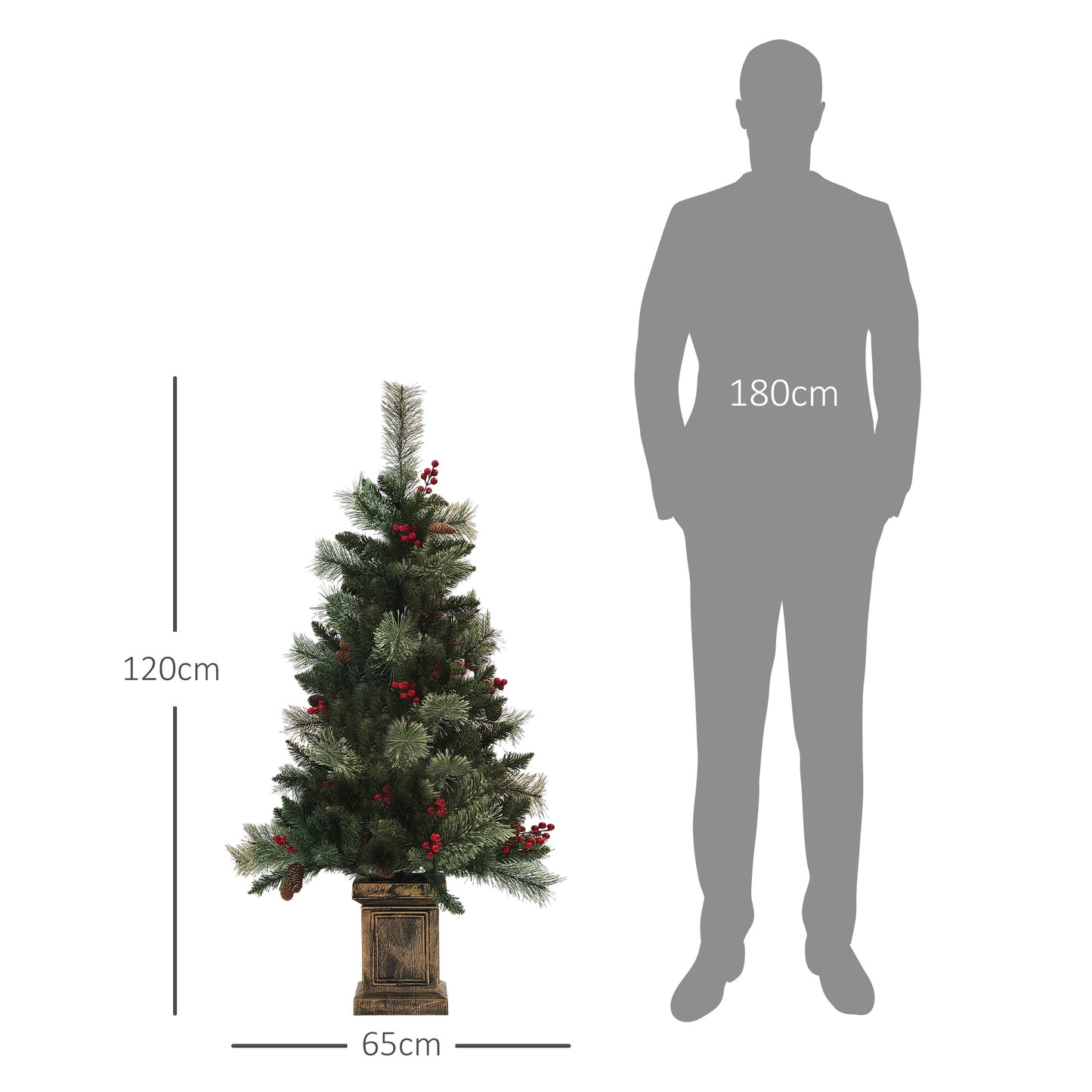 HOMCOM 1.2m/4ft Artificial Christmas Tree with 100 Warm White LED Lights Green