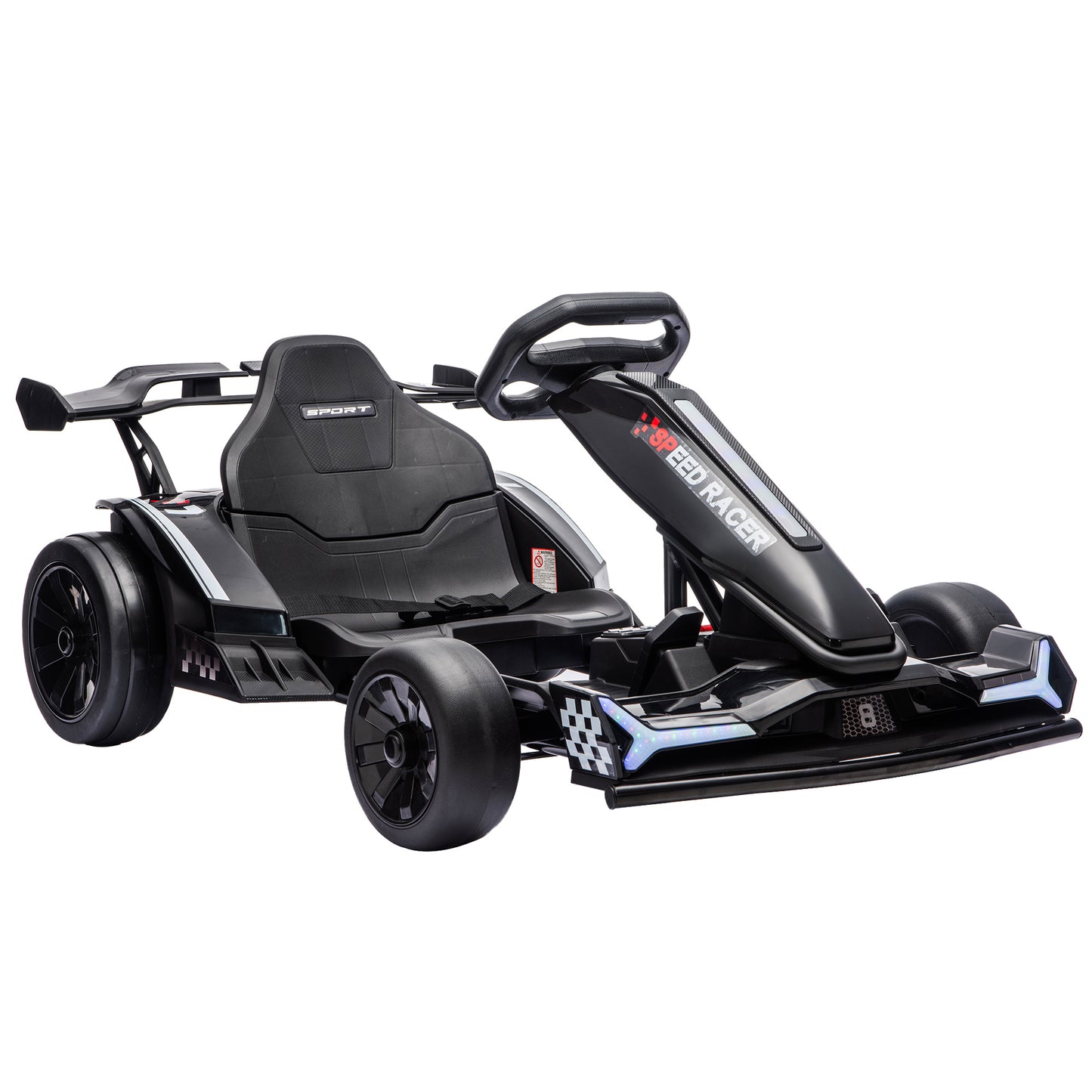 AIYAPLAY 24V Electric Go Kart for Kids 6-12 Years with Drift Mode, Adjustable Seat, 3 Speed, Slow Start, Black
