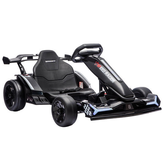 AIYAPLAY 24V Electric Go Kart for Kids 6-12 Years with Drift Mode, Adjustable Seat, 3 Speed, Slow Start, Black
