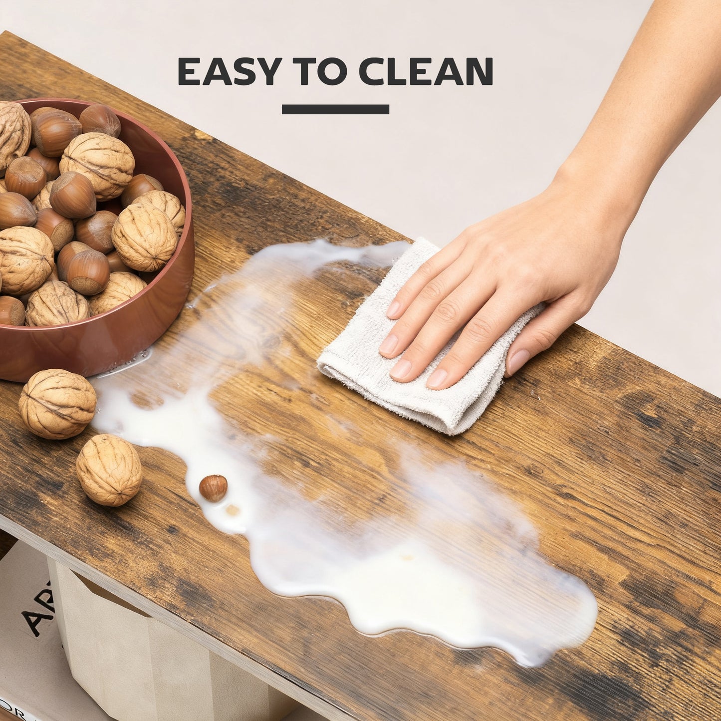 HOMCOM Side Table, Narrow End Table with Storage Shelves, S-Shaped, 3-Tier, 50W x 19.5D x 58H cm, Rustic Brown