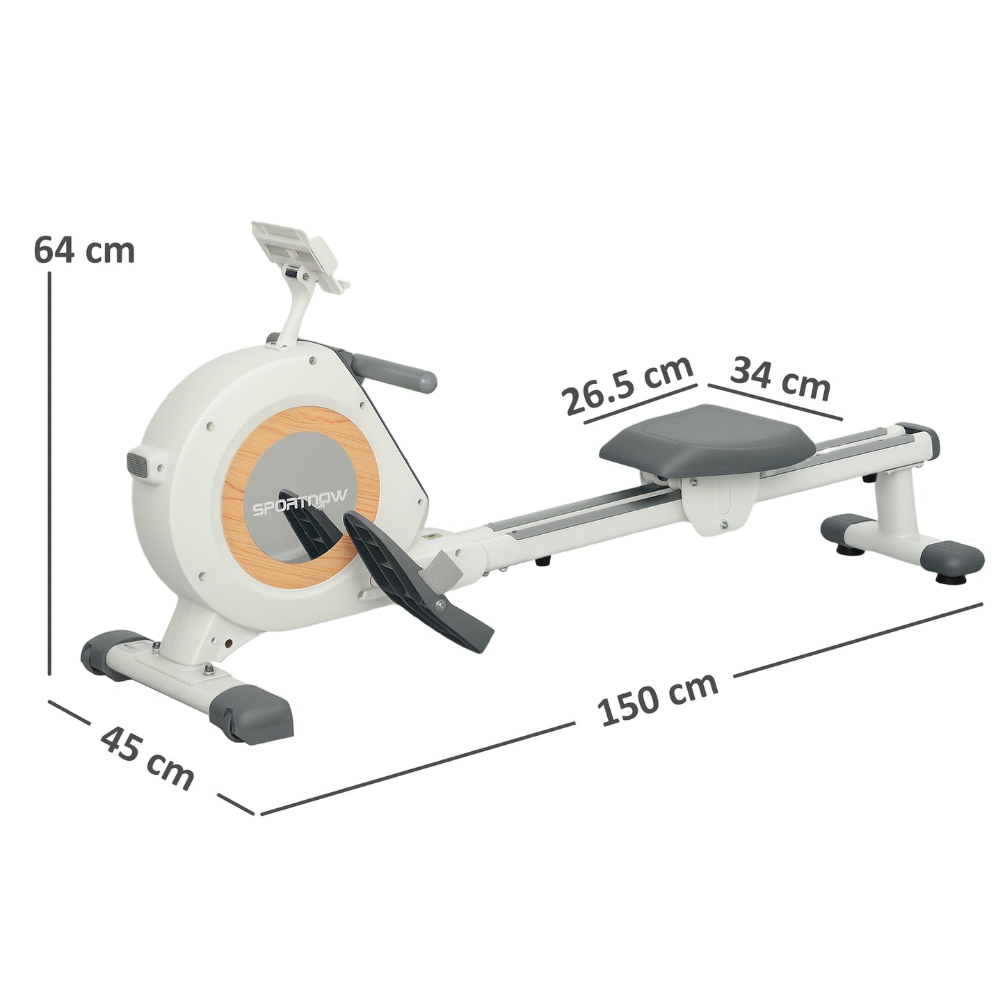 SPORTNOW Rowing Machine, 16-Level Magnetic Rower with LCD, Phone Holder, Vertical Storage, 150kg Capacity