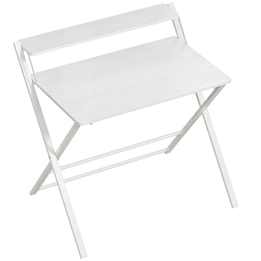 HOMCOM Compact Folding Desk for Small Spaces with Storage Shelf for Home Office, White