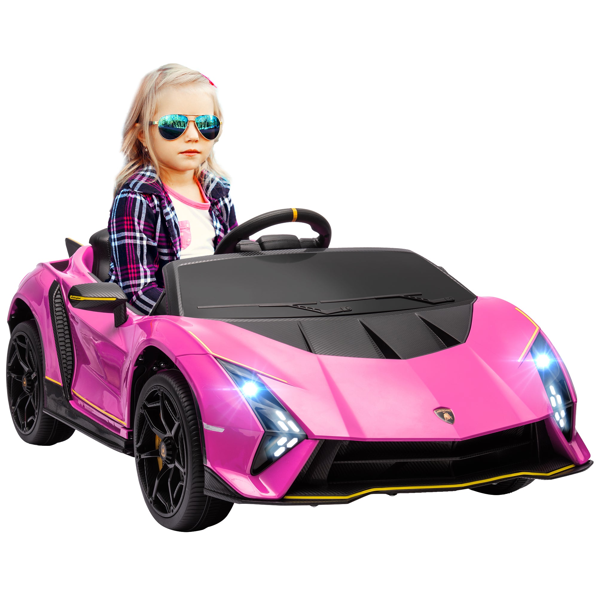 AIYAPLAY 12V Lamborghini Autentica Licensed Kids Electric Car with Rem ...