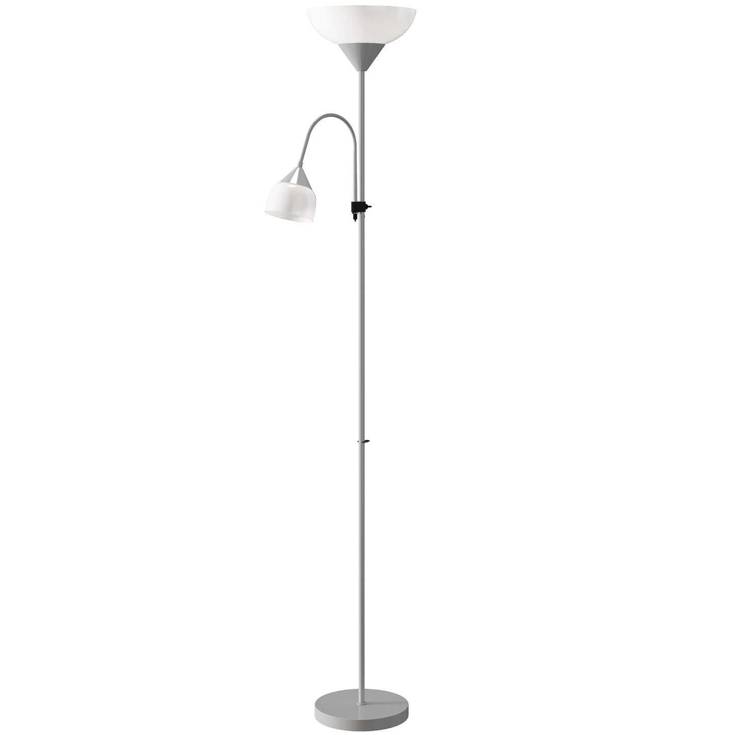 HOMCOM LED Floor Lamp, 180cm Tall with Adjustable Gooseneck, 3000K/4500K/6500K Colour Temps, Mother & Child Uplighter, Silver Tone