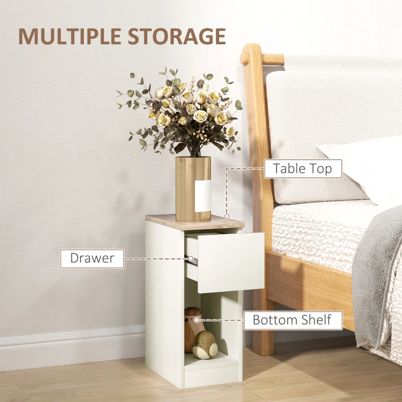 HOMCOM Set of Two Modern Storage Bedside Tables - White