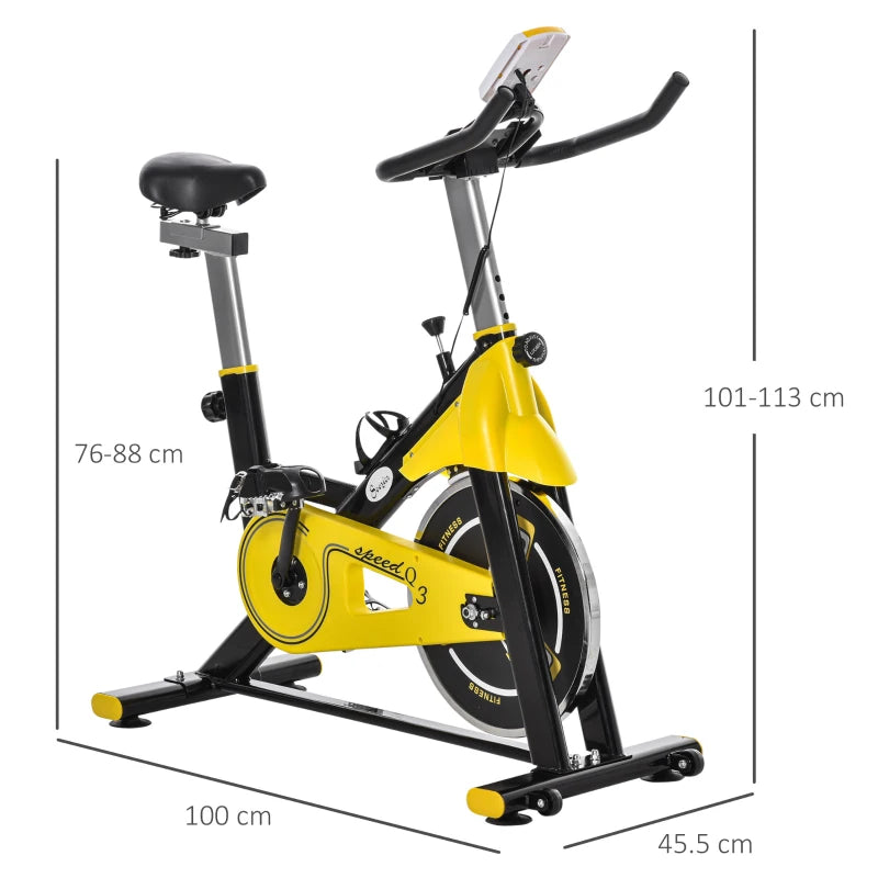 HOMCOM Exercise Bike with Belt Drive Adjustable Resistance Seat Handlebar LCD Display