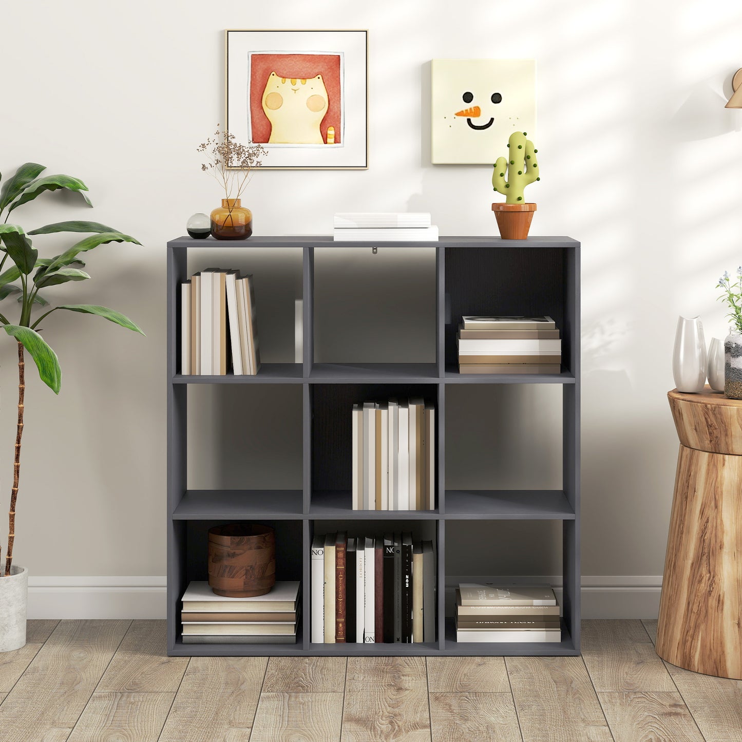 HOMCOM Nine-Cube Storage Shelf - Grey